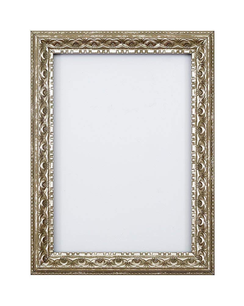 Antique Ornate classic swept Picture/Photo/Poster frame- With an MDF backing board- Ready to hang - With a High Clarity Styrene Shatterproof Perspex Sheet- Silver-A3