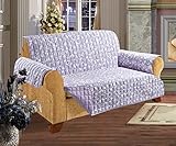 CELINE LINEN Reversible Quilted Water Protector Furniture Protector- Special Treatment Microfiber As Soft as Egyptian Cotton Extra Filling , Lilac Sofa