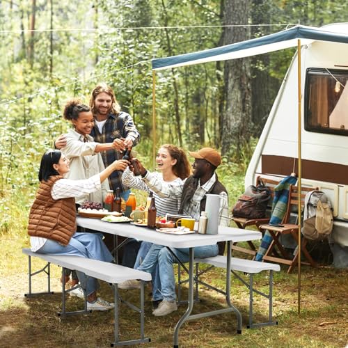 Portable 6ft Plastic Folding Bench for Picnics, Parties, and Camping