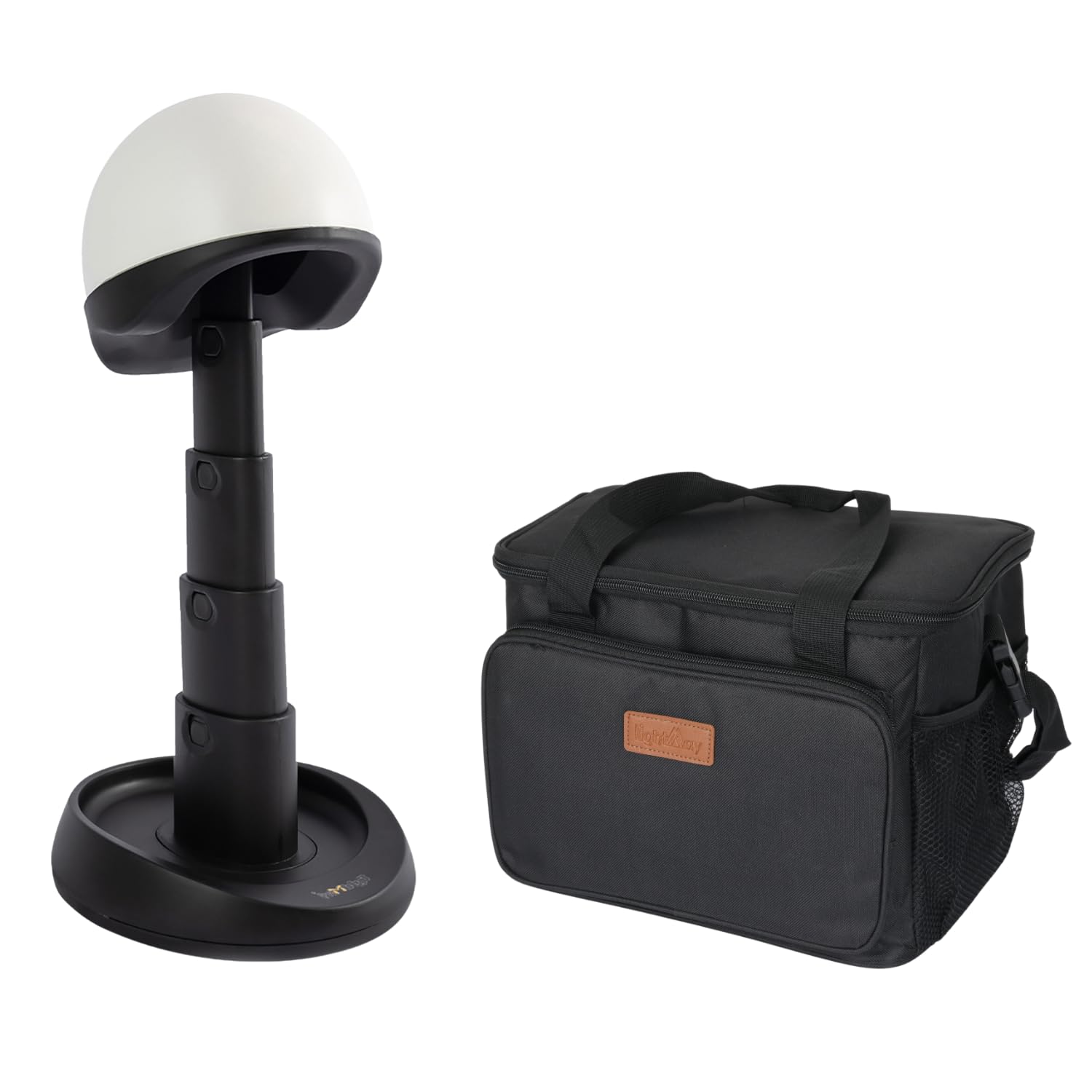 Adjustable Wig Holder + Wig Travel Bag Lightweight and Portable Suitable for Travel and Salon (Black)