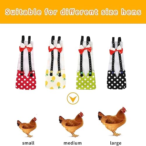 Vista 36 de MANON ROSA Pañales de pollo, gallinas bantam, juego de 6 piezas reutilizables con corbatín, pañales para aves de corral, lavables, impermeables