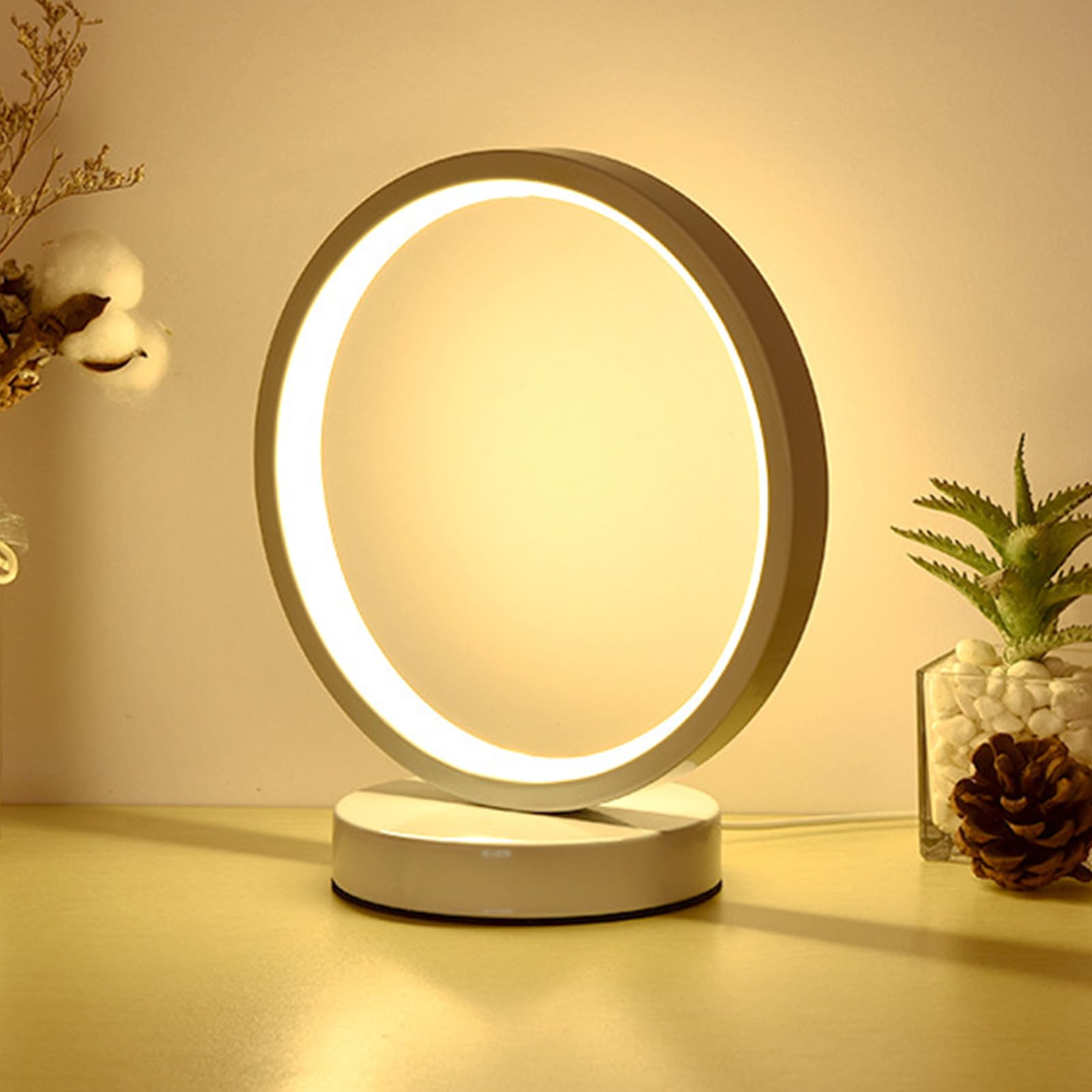 SENECESLI Small Bedside Table Lamp for Bedroom, Nightstand Lamps with USB Power Cord, Modern Design LED Table Lamp for Living Room, Desk, Kids Reading, Energy Efficient (Warm Light)