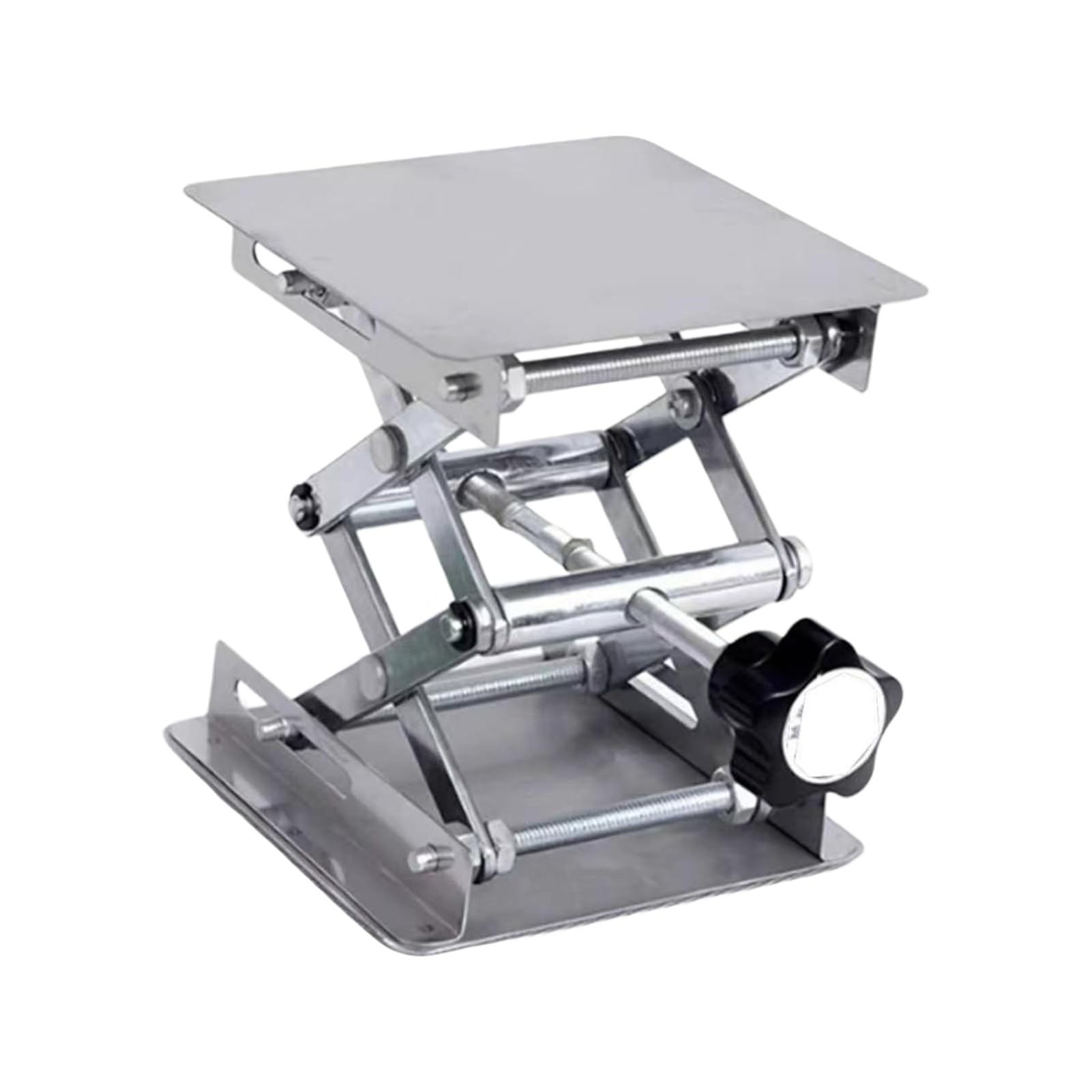 Soporte De Elevación Laboratorio Acero Inoxidable, Plataforma Nivel Manual | Con soporte transversal y almohadilla antideslizante, altura ajustable 50-460 mm(250x250mm)