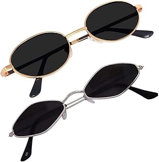 Rich Club Unisex Shades Uv Protected Sunglasses Rectangle Retro Vintage Narrow For Women &amp; Men Small Square, Combo Offer P...