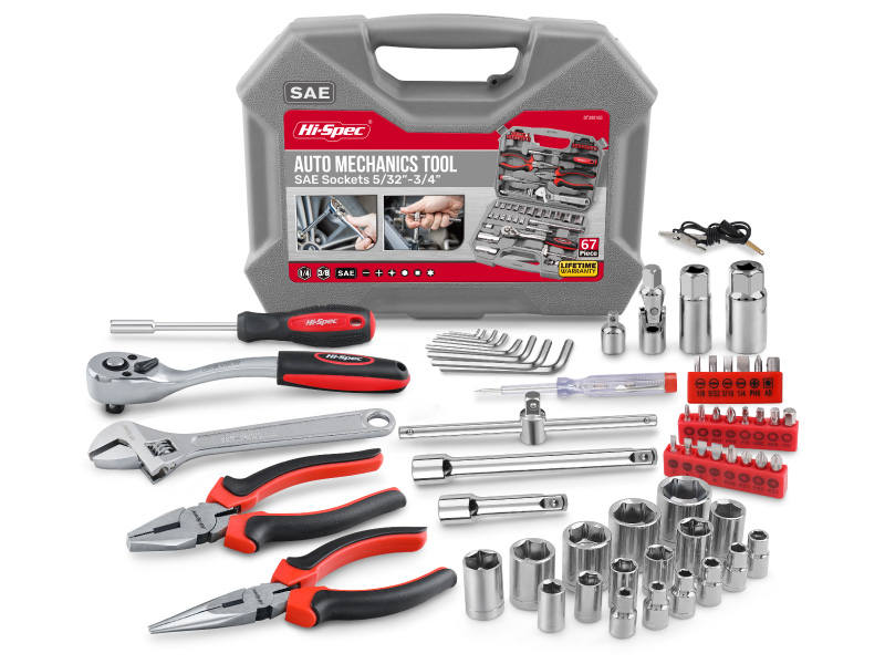 Hi-Spec Tools 67pc SAE Auto Mechanics Hand Tool Kit Set. Complete