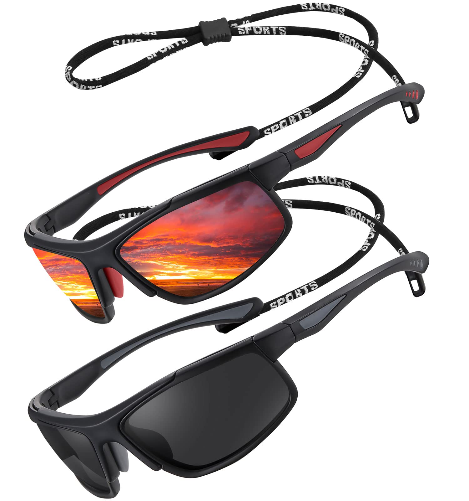 Perfectmiaoxuan Occhiali da sole polarizzati per uomo donna ciclismo montagna trekking guida pesca arrampicata sportivi Le vacanze Viaggi cordino occhiali Protezione UV