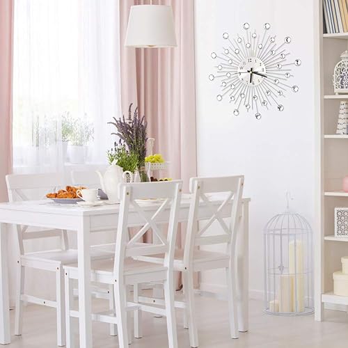 Miniatura 5 de Moderno reloj de pared de cristal 3D, reloj de pared de metal con tachuelas de diamantes brillantes de 12 pulgadas para sala de estar, hotel,