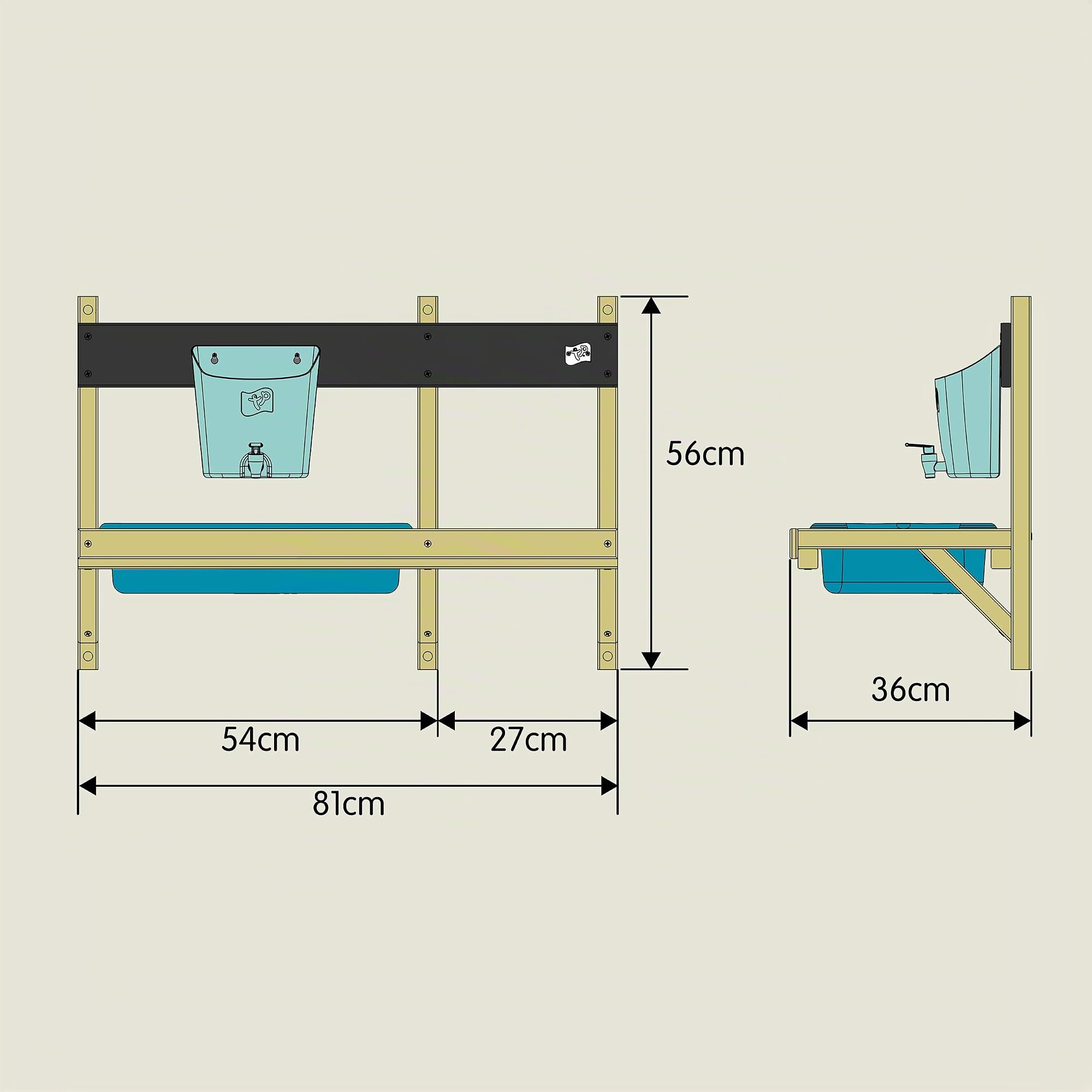 TP Giocattoli | Accessorio deluxe da cucina in legno | Ideale per giochi all'aperto con fango, sabbia e acqua | Età 3+ | Componente aggiuntivo per giardino e cucina all'aperto | Accessorio per la casa