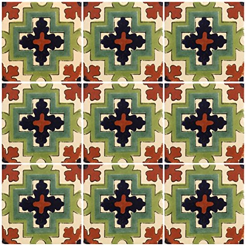 Ceramic Talavera Mexican Tile 4X4", 9 Pieces (Not Stickers) A1 Export Quality! - Ex212 #TOP10