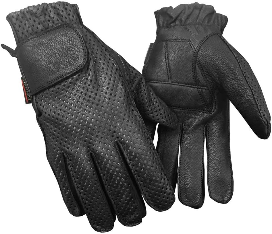 Redline Men’s Gel Padded Full-Finger Motorcycle Leather Gloves, Black G-055PR Redline Men’s Gel Padded Full-Finger Motorcycle Leather Gloves, Black G-055PR