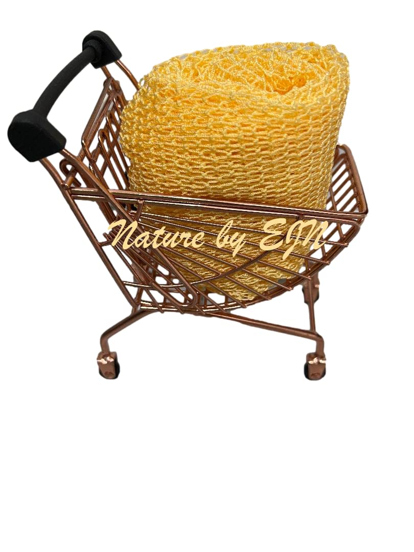Net Bath Sponge, Customized N1 Weave, Long, Skin Exfoliation, African, Ghana, Porous, Stretches Horizontally to Approximately 49" (Golden Apricot)