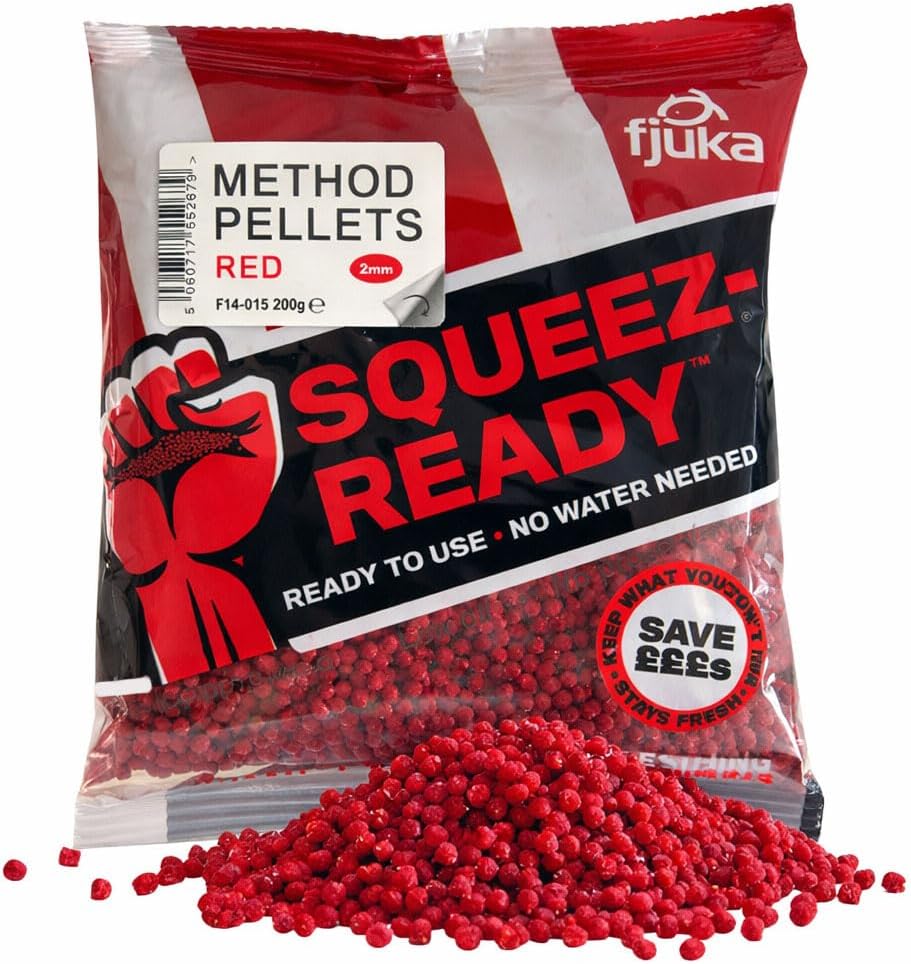 Fjuka Red Squeez-Ready Method Pellet 200g | Ready-prepped 2mms | Carp, F1s, tench, bream