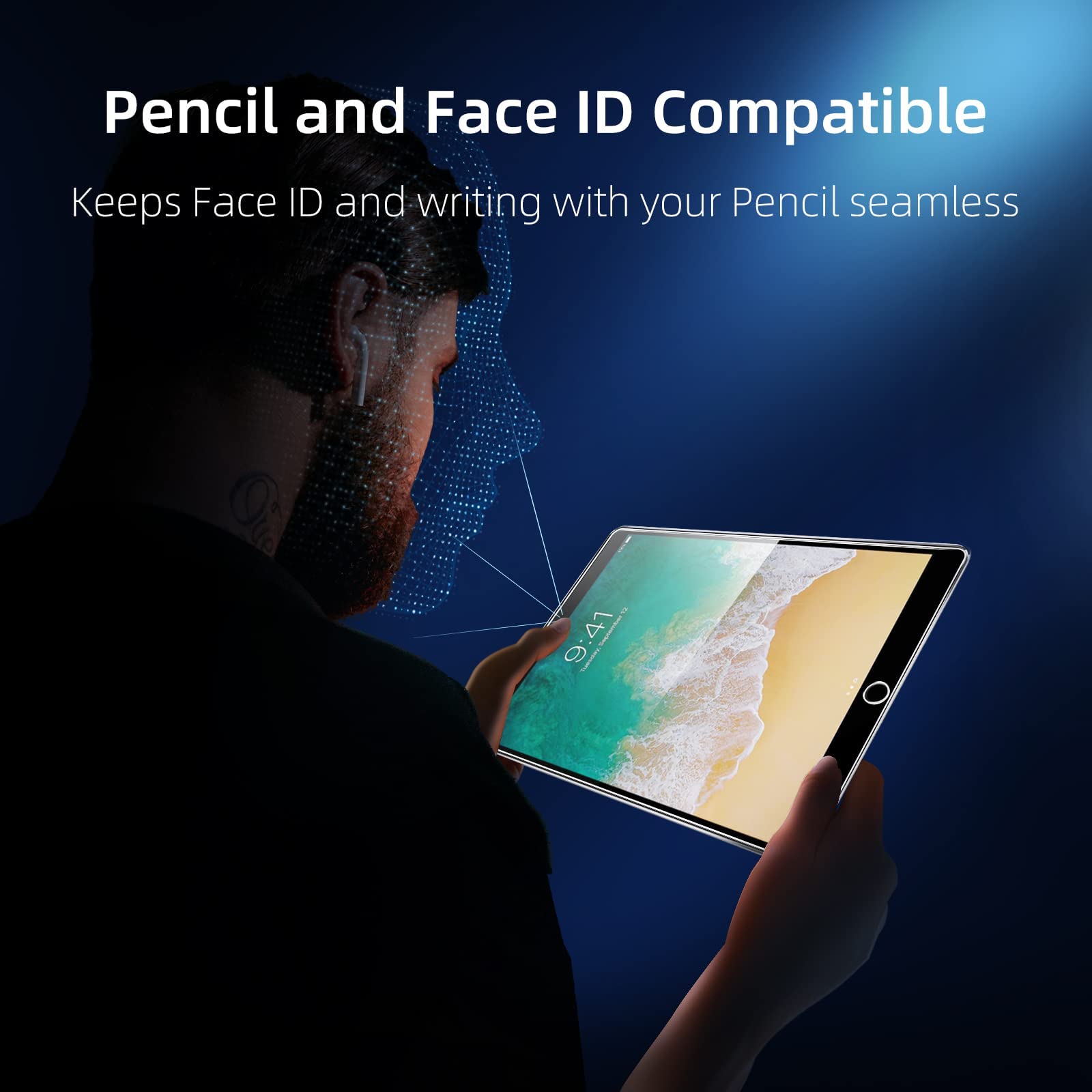 NEW'C zestaw 2 szt., osłona ekranu z hartowanego szkła do iPada 9.7 (model 2018/2017), iPad 6, iPad 5, iPad Pro 9.7, iPad Air 2 / iPad Air, folia ochronna na ekran - dostępne narzędzie do wyrównania