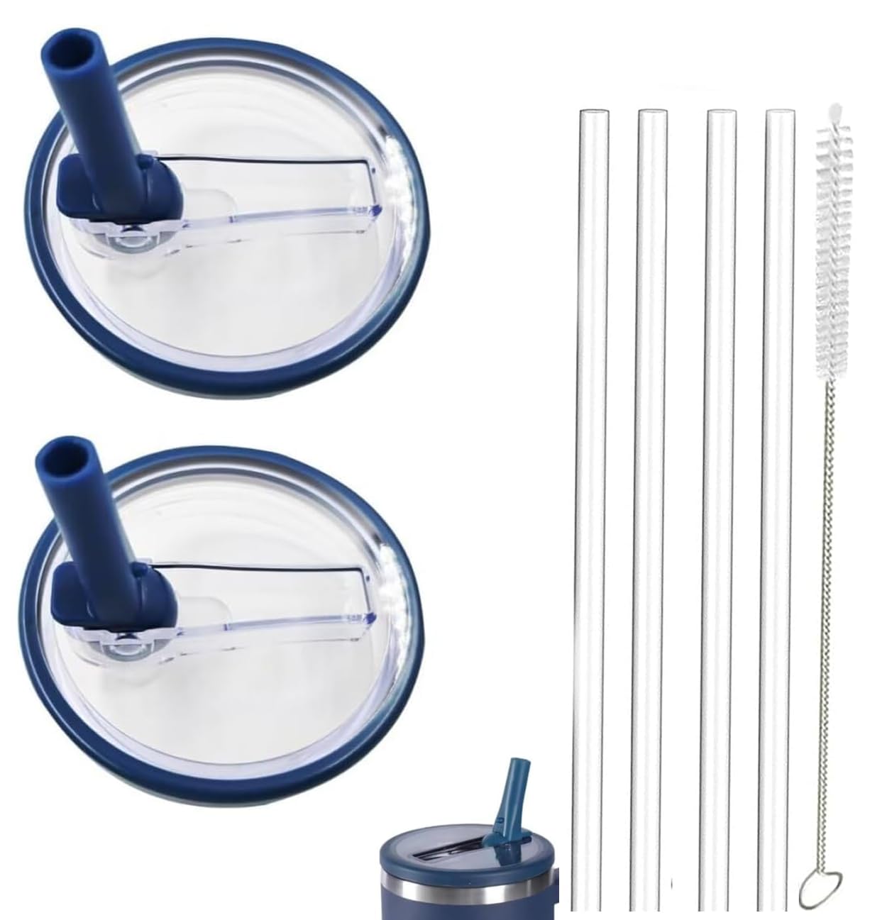 2 Pack 40 oz Tumbler Flip Straw Lid Replacement fit for Stanley Quencher Spill Proof Splash Resistant Tumbler Lids