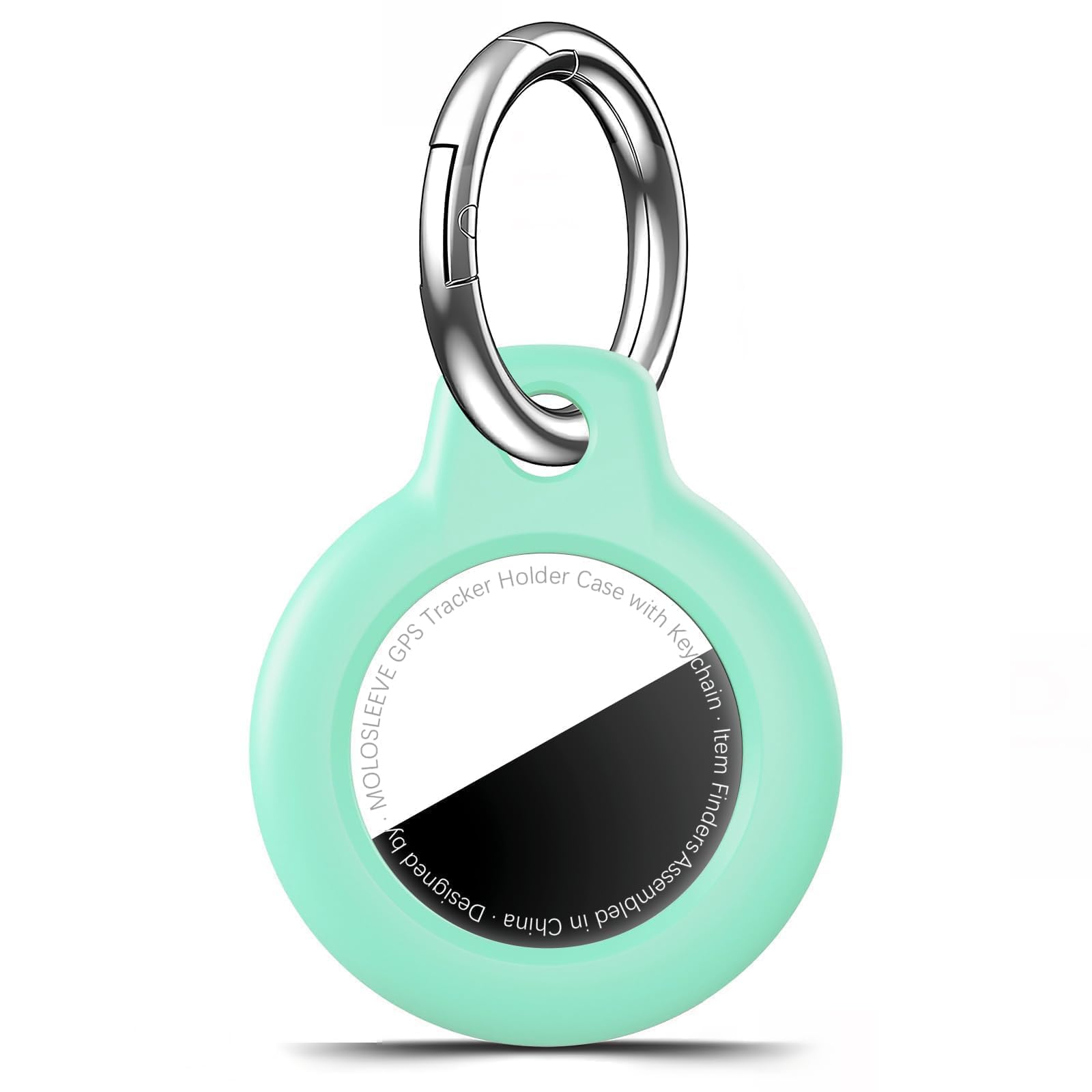 MOLOSLEEVE Case for AirTag 2nd Gen (2026) &amp; 1st Gen, Shockproof Holder Anti-Scratch Protective Cover for Air Tags, Men's Women's Keyrings &amp; Keychains for Keys, Luggage, Bags, Mint Green