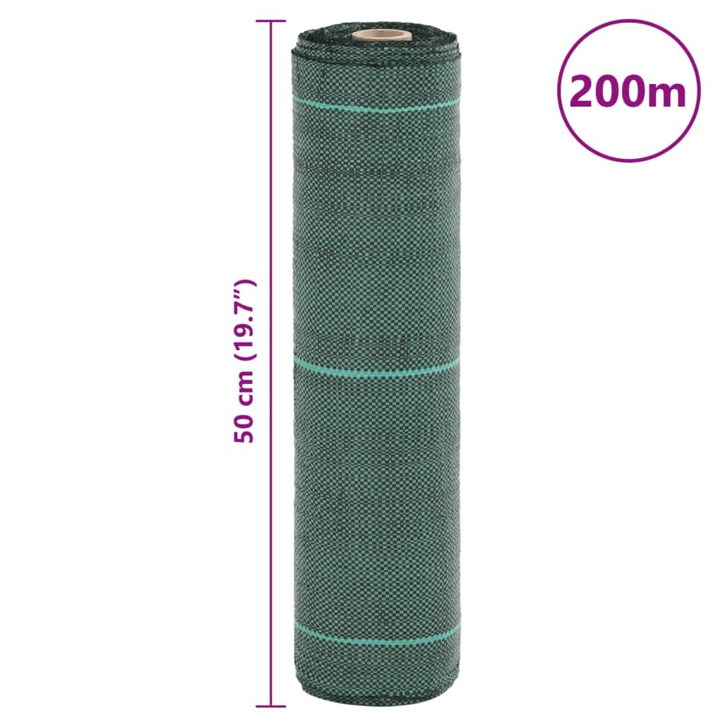 Membrane Anti Mauvaises Herbes Verte en PP, geotextile Feutre Toile de paillage 0,5 x 200 m, bache de Jardin 60 g m2, Protection séparation Drainage Permeable Sol