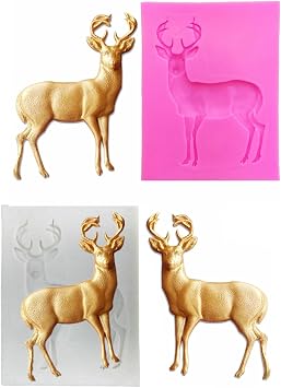 Tvoip 2Pcs Christmas Deer Silicone Mold Fondant Cake Chocolate Cookie Decorating Mould Cake Tools New