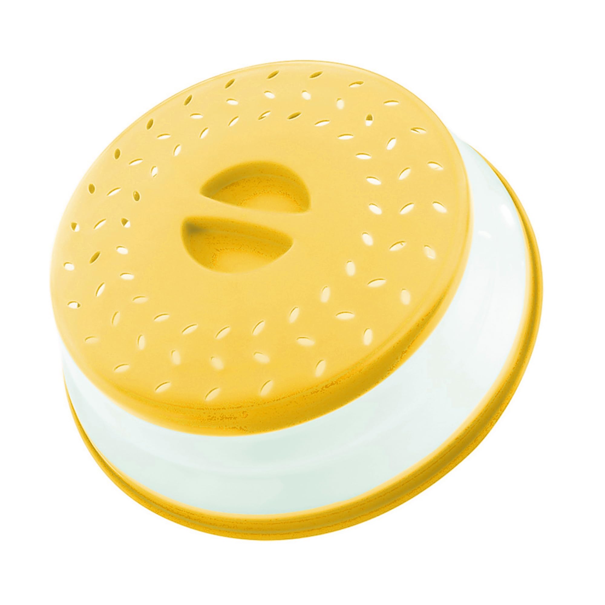 Collapsible Microwave Splatter Cover, Microwave Plate Cover With Steam Vent，BPA-Free Silicone & Plastic (Light yellow, 10.5IN)