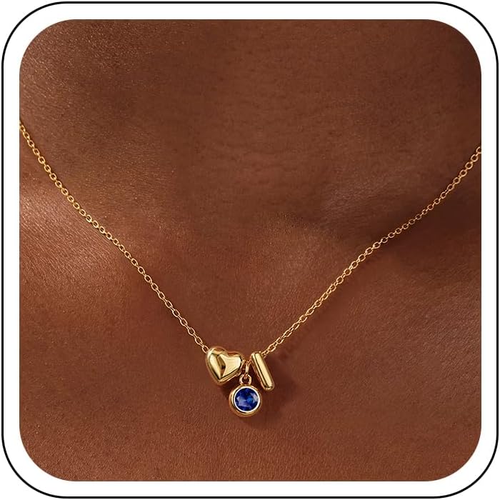 JIAOGE Initial Birthstone Necklace for Women - Letter I Heart Initial Necklaces for Women December Birthstone Necklace for Girls Birthday Gifts for Girls Blue Jewelry Blue Tanzanite Necklaces