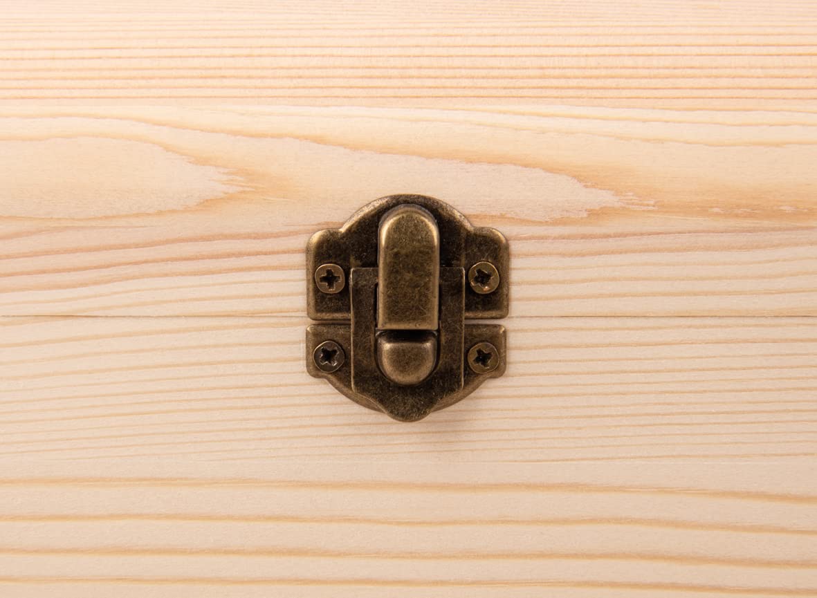 Rayher Drewniana walizka z okuciem antycznym i uchwytem, 24,5 x 16,5 x 11,5 cm, drewno z certyfikatem FSC, naturalna, drewniana skrzynka z pokrywką, 64027505, naturalna