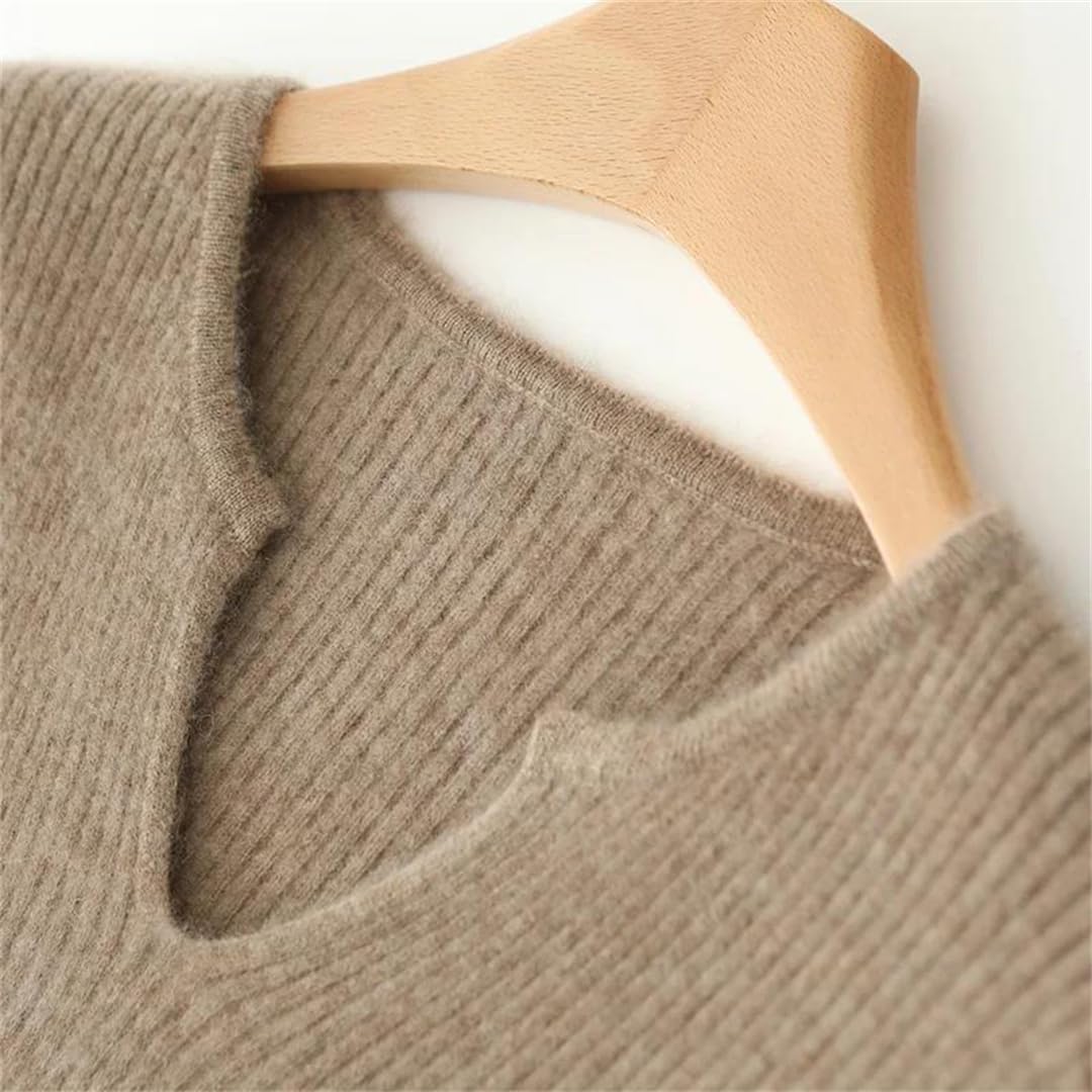 Abito da donna in lana lavorato a maglia autunno inverno midi manica svasata caldo maglione fondoschio-S