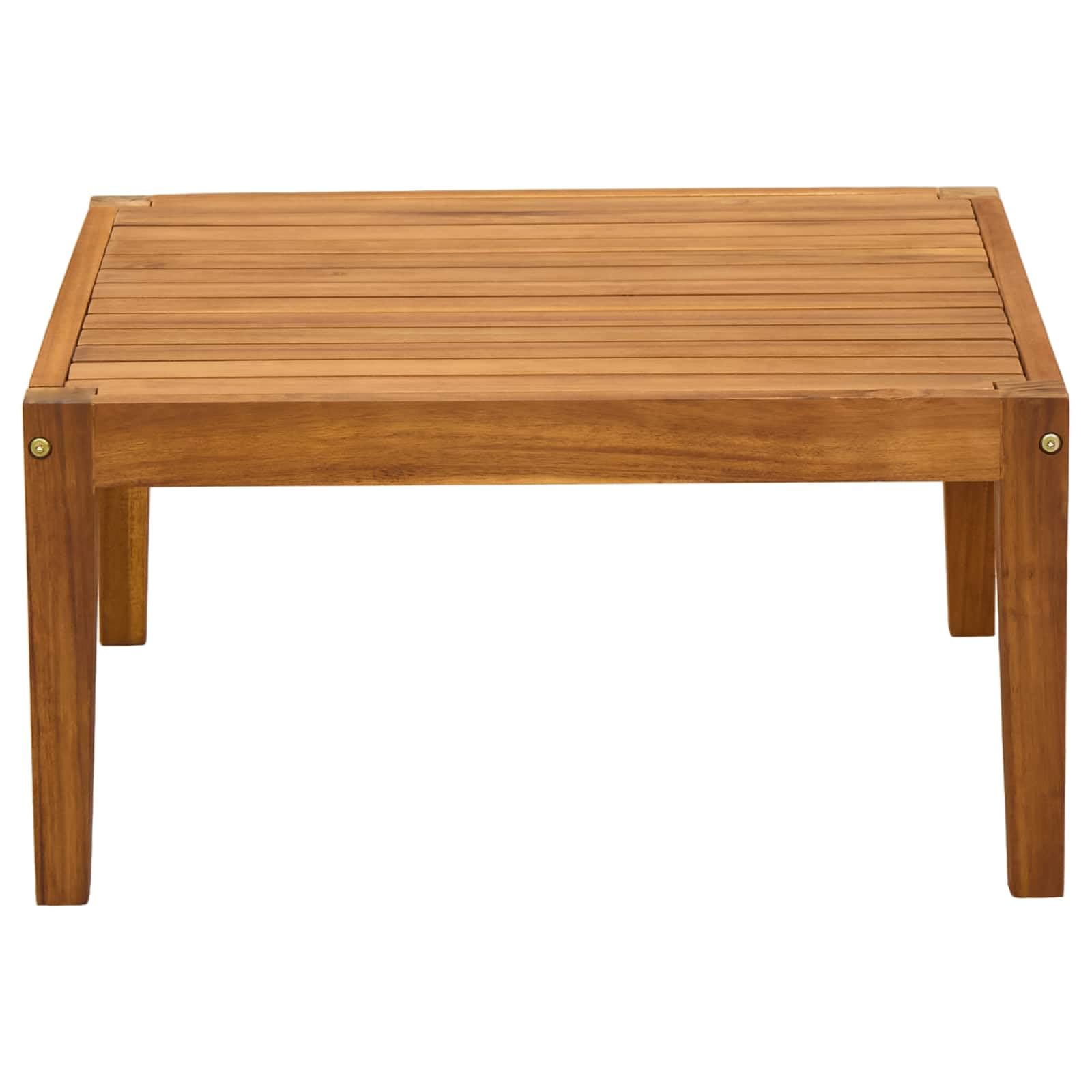 Stół ogrodowy z litego drewna akacjowego, naturalny, 60 x 60 x 30 cm, odporny na warunki atmosferyczne, meble outdoorowe na taras, balkon, werandę, wytrzymały element wypoczynkowy z olejowaną