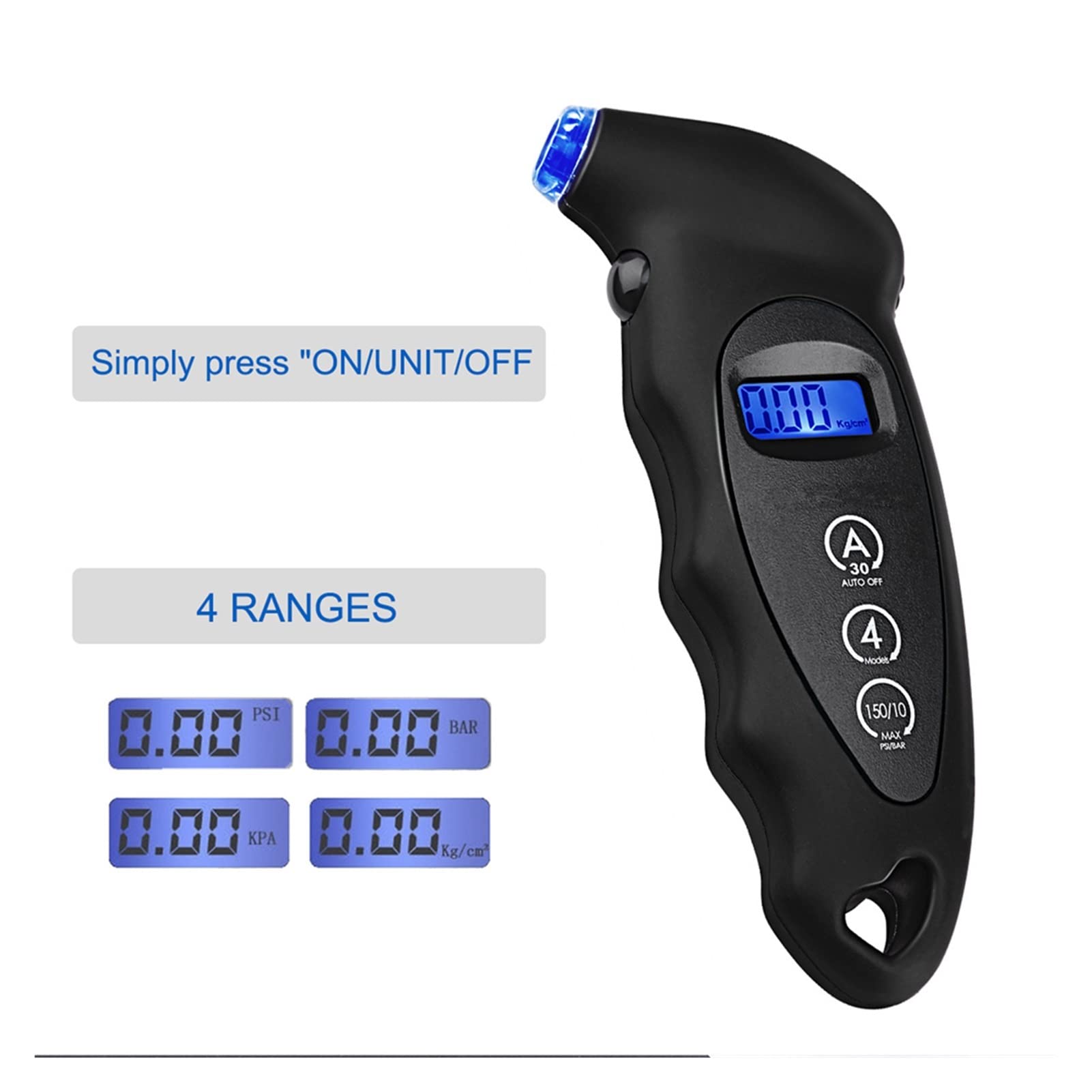 Indicatore di pressione dei pneumatici Retroilluminazione Monitoraggio digitale della pressione dei pneumatici ad alta precisione Misuratore di pressione dell'aria per pneumatici per auto Display LCD