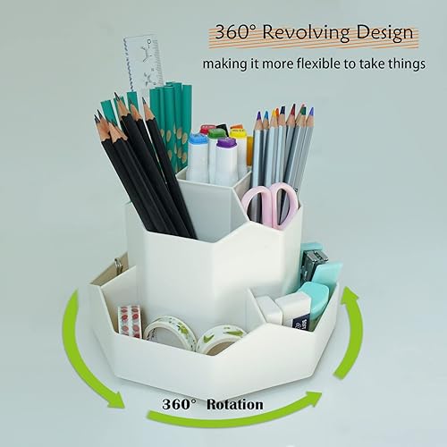 Miniatura 2 de Soporte organizador giratorio de 360 grados con 9 ranuras, solución de almacenamiento de escritorio multiusos para el hogar, oficina, aula, escuela