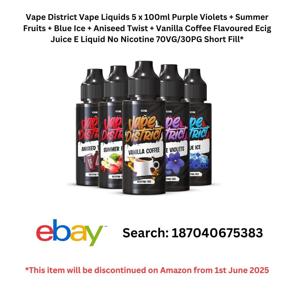 e liquid haltbarkeit Vape District Vape Liquids 5 x 100ml Purple Violets + Summer Fruits + Blue  Ice + Aniseed Twist + Vanilla Coffee Flavoured Ecig Juice E Liquid No  Nicotine 70VG/30PG Short Fill: Amazon.co.uk: