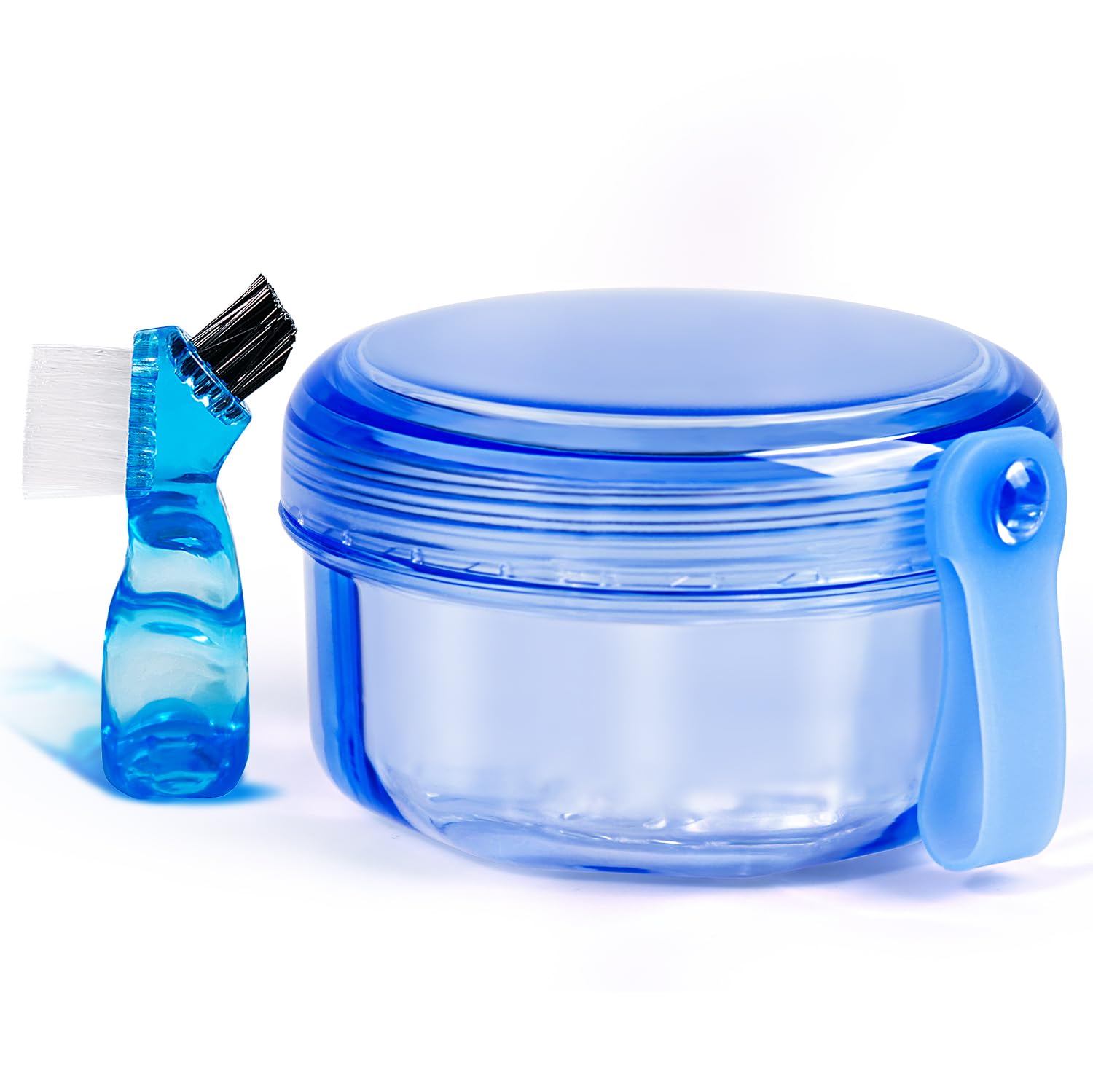 Mckkor Leak Proof Portable Denture Bath Case Denture Cleaning Cup, False Teeth Holder Mouthguard Night Guard Container Box Retainer Soaking Case for