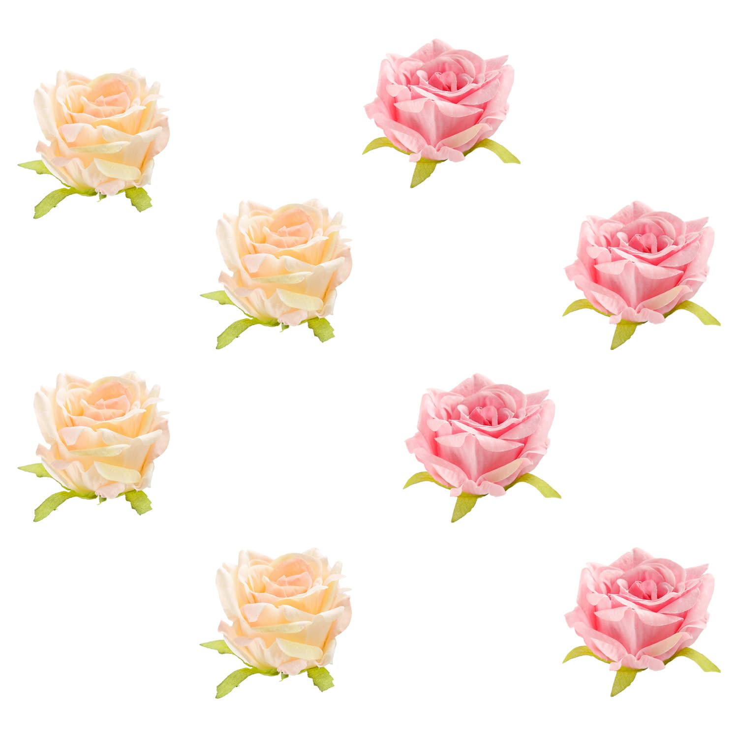 Tabanzhe 8PCS Flower Cupcake Toppers –Rose Cake Decorations for Birthday Wedding Baby Shower Bridal Engagement, Anniversary(Champagne and Rose Pink)
