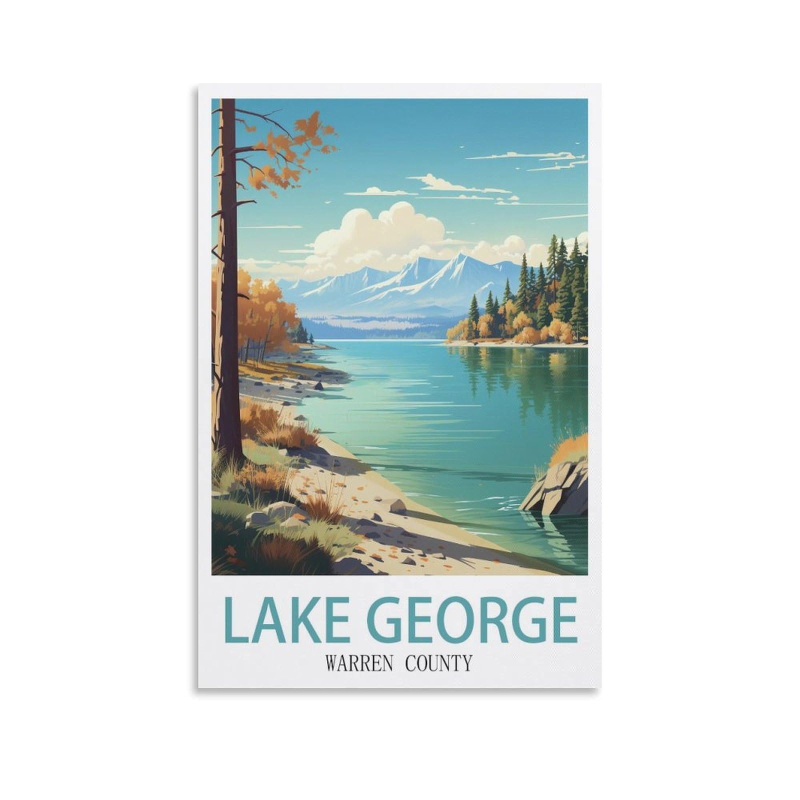 EZMLFA DIY Diamond Painting,Lake George 5D Diamond Art DIY Cross Stitch Crystal Rhinestone Embroidery Pictures Craft for Home Wall 30x40cm