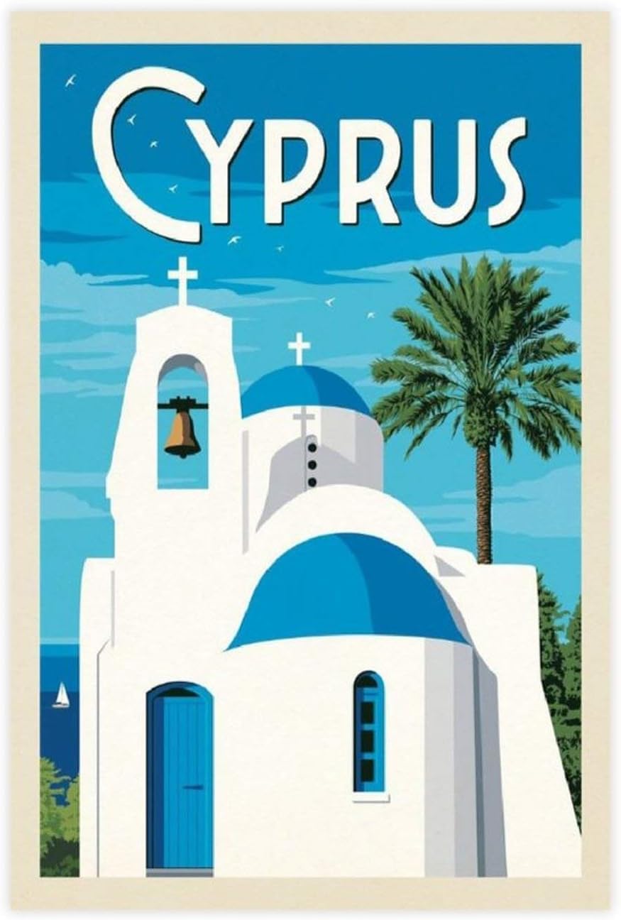 Top Banana Gifts Green Cyprus Travel Poster - Vintage Style Tin Sign, Reproduction Retro, Pub Bar Kitchen Garden Bathroom, Home, Plaque, Funny Decorative Wall Art, 3 Sizes (A5)