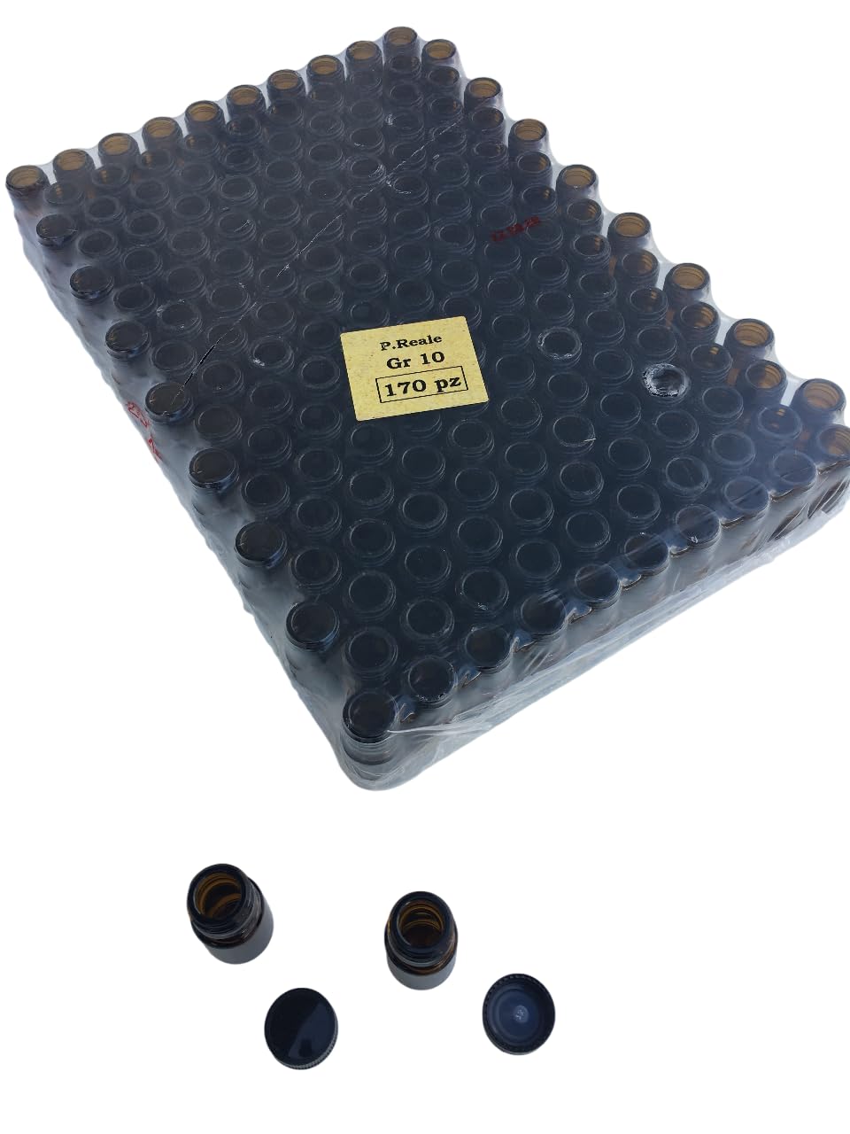 Frasco de vidrio oscuro de 15 cc, con tapa, para 10 g de jalea real (paquete de 170 unidades)