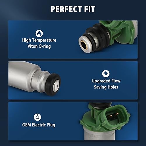 Miniatura 3 de 23250-74100 Juego de 4 inyectores de combustible compatibles 1992-2000 para Toyota Camry 1999-2000 para Toyota Solara 1992-1999 para Toyota Celica