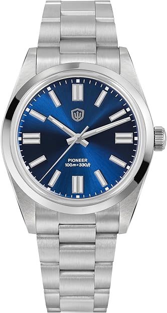 watchdives WD1016B-V3 Men Watch Japan VH31 Sweep Second Quartz Watches 37mm Dial 10.9mm Slim Dress Watch 316L Stainless Steel Wristwatch 100m Water Resistant