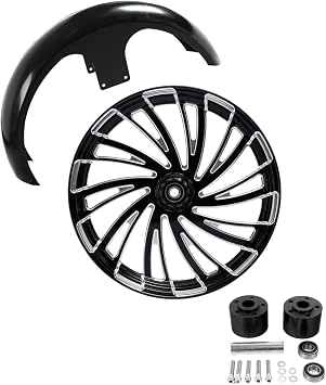 26 Front Wheel Rim w/Dual Disc Flange Wheel Hub Front Fender Fit For Harley Touring Non ABS Models Road King Street Road Electra Glide Ultra Limited 1997-2020