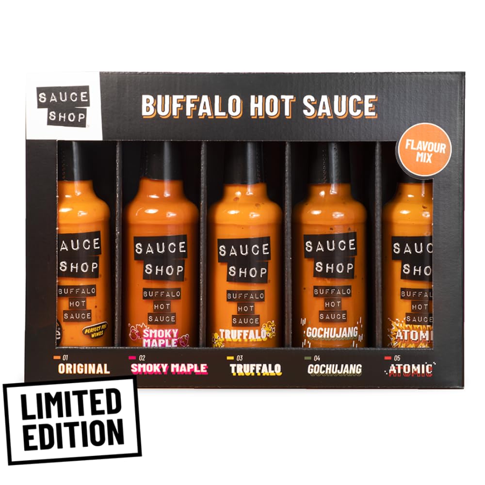 Sauce Shop | Buffalo Flavour Mix | Limited Edition Gift Set | 5 x Buffalo Sauce Flavours inc. Atomic, Truffalo & Maple | 5 x 160ml