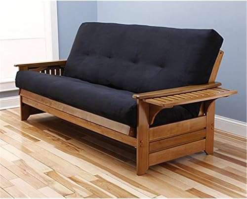 Kodiak Furniture Phoenix - Juego de futón tamaño Queen en acabado de nuez, gamuza negra