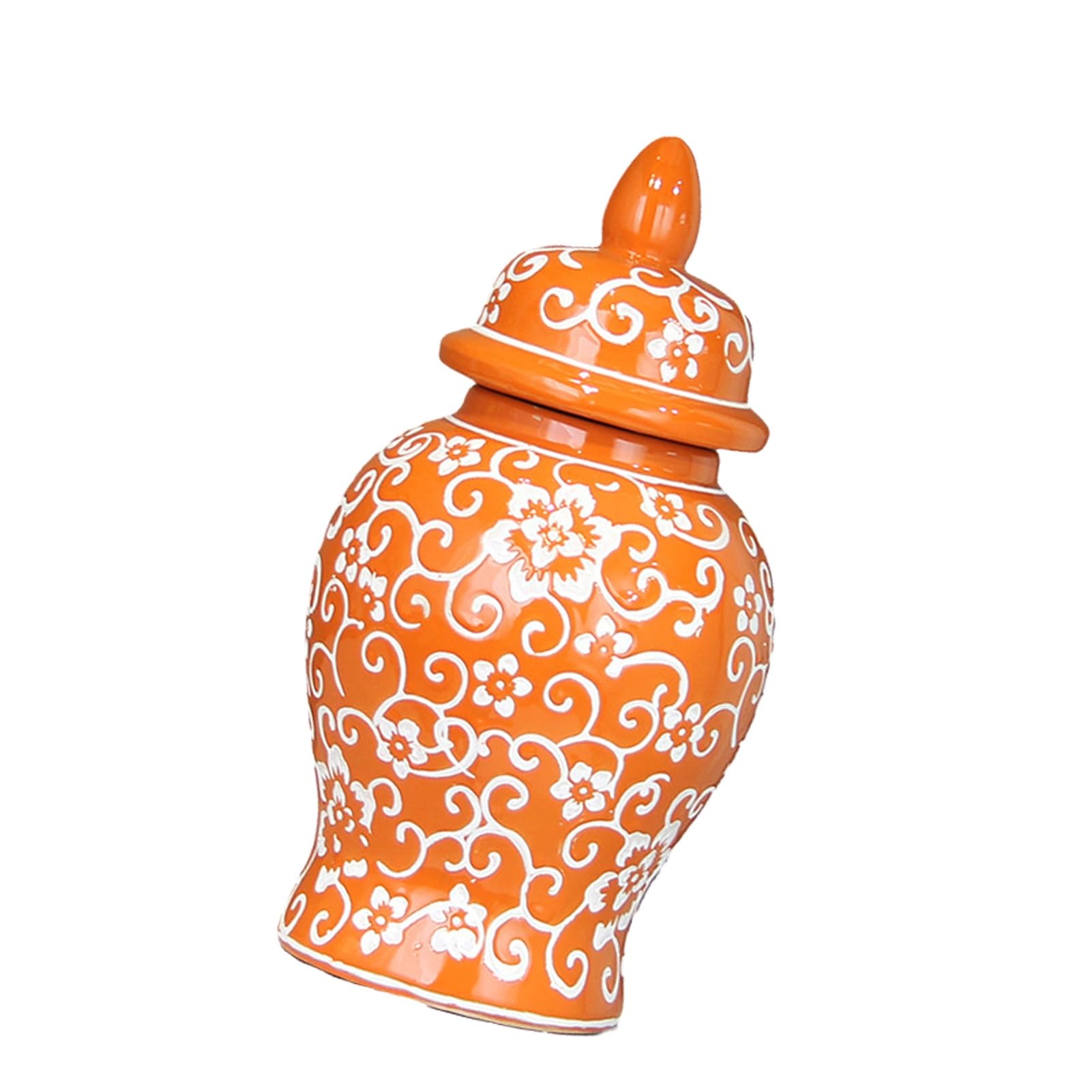 Ginger Jar Vase, Ceramic Jar, Porcelain Ornaments, Tea Storage Containers, elegant Ornaments, Traditional Home Decor - Flower Vases For Bouquet Vintage Jars 32.7" Centerpieces(Orange,10.3"L x 10.3"W x