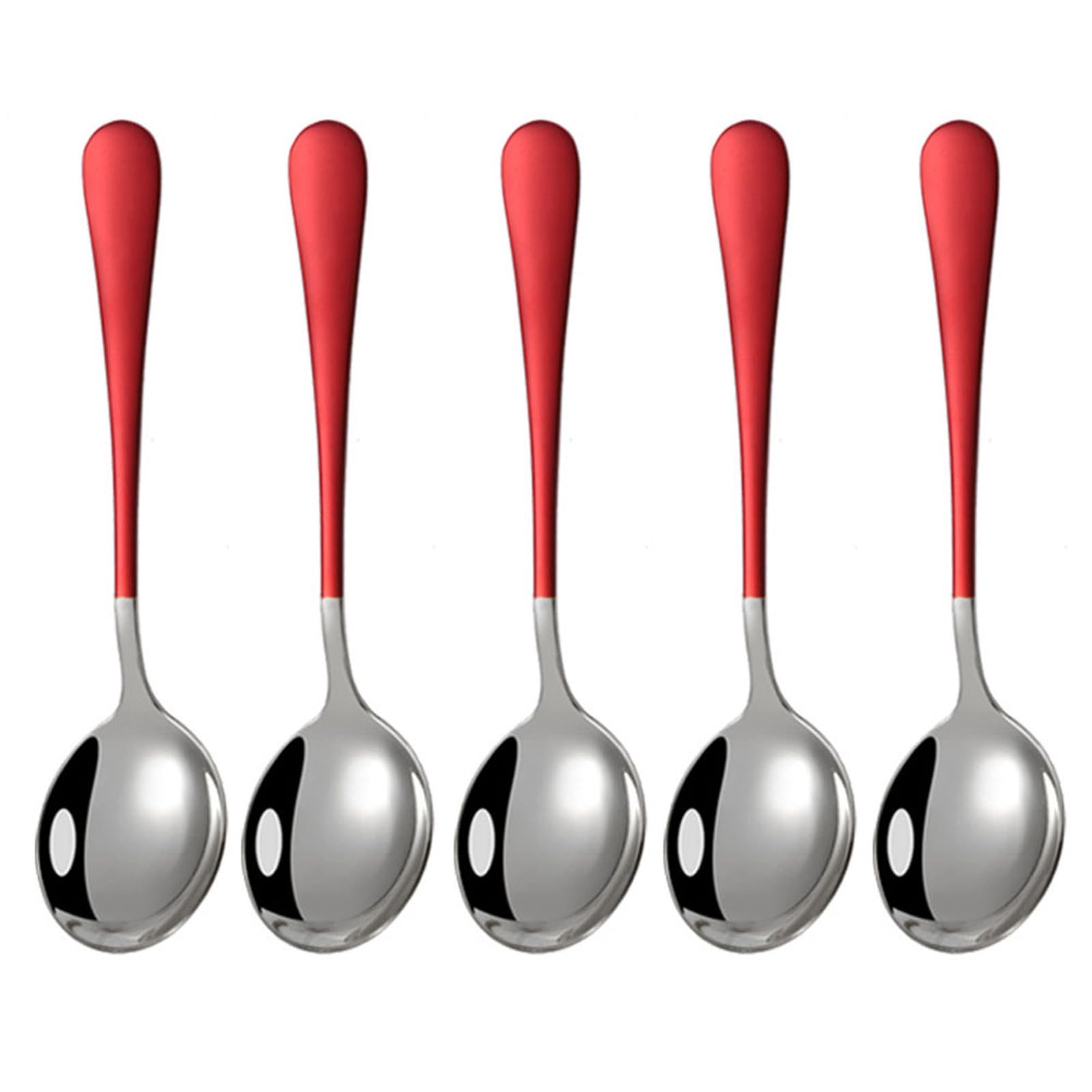matumou 5Pcs Stainless Steel Desserts Ice Cream Coffee Stirring Spoons Kitchen Tableware