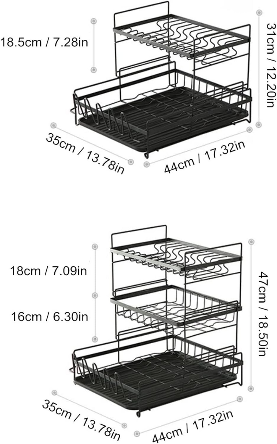 Dish Rack Tableware Storage Box Kitchen Racks Multifunctional Countertop Dish Storage Rack Dish Rack Drain Rack Bowl Rack(White,Small)