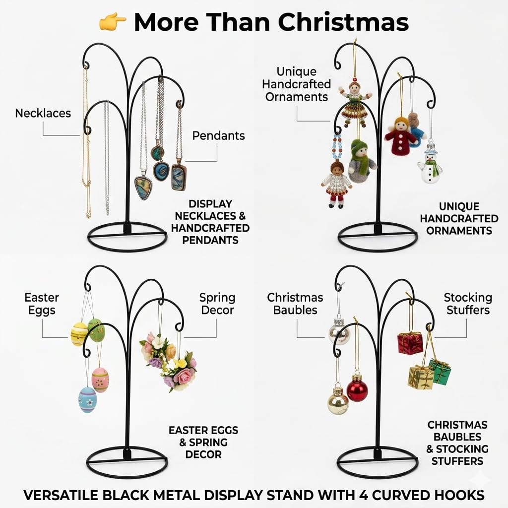 HOHIYA Espositore per decorazione di Natale Gancio per appendere cane gatto palla di vetro nero