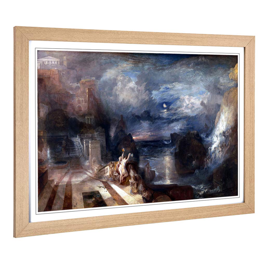 Big Box Art Framed Print of J.M.W (Joseph Mallord William Turner) Hero and Leander Design | Wall Art Picture| Home Decor for Living Room, Bedroom, Office, Oak, A2 / 24.5x18 Inch / 62x45cm