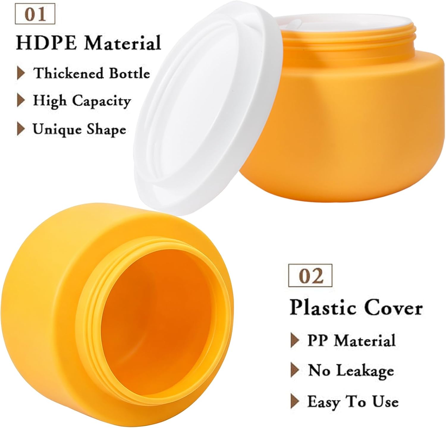Qeuly Plastic Jars with Lids 8.8oz 2 Pcs Wide Mouth Lotion ContainersYellow image 3