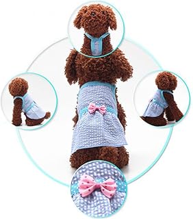 Balacoo Camisas Para Animais De Estimação Vestido Floral Para Cães Roupas De Verão Para Animais De Estimação Roupas Para Cães De Verão Gravata Borboleta Vestido Azul Para Cães Roupas Para