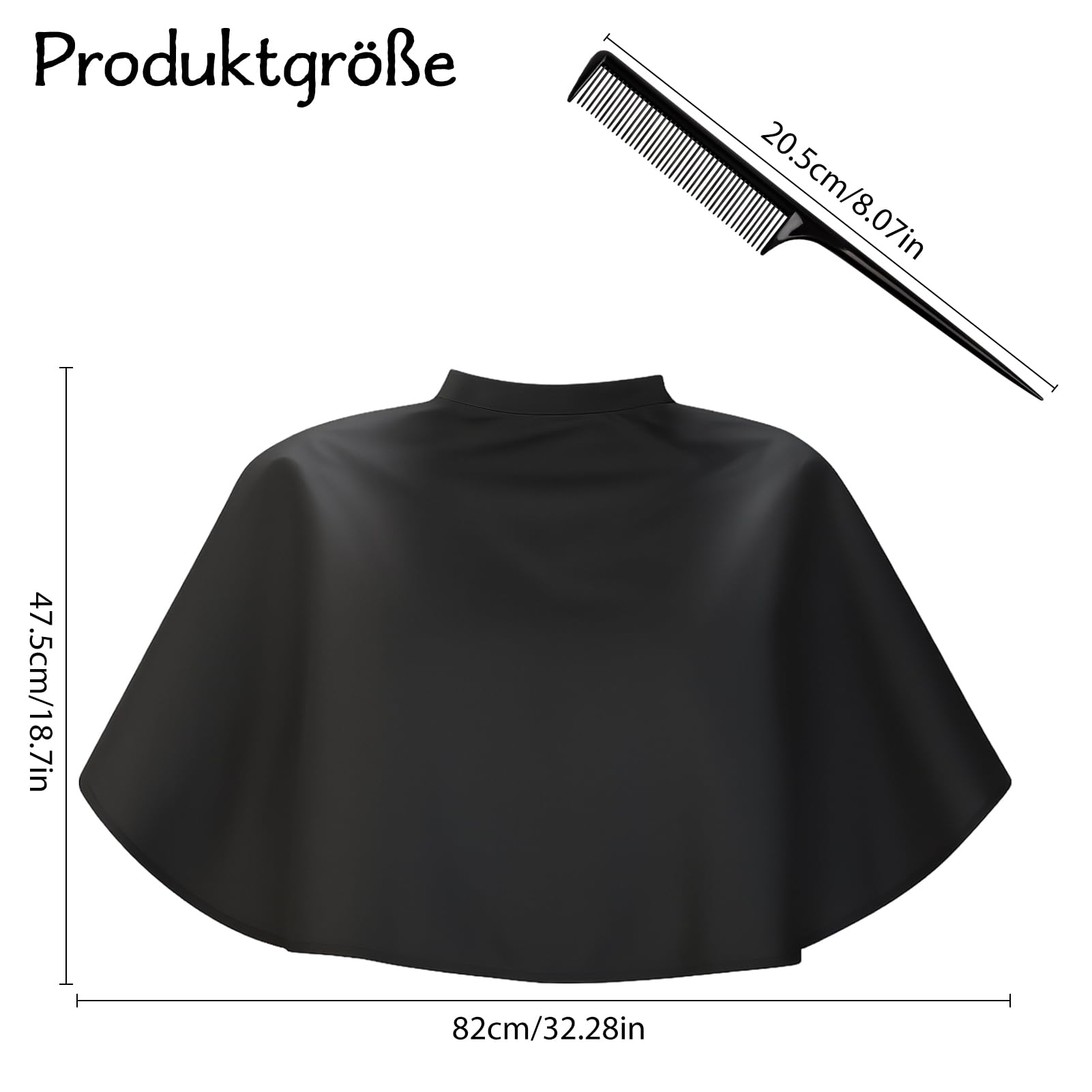 Mantello Corto Parrucchiere Impermeabile 81x74 cm Nero Regolabile