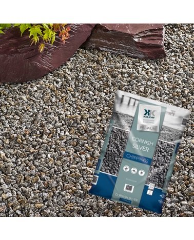 Online Garden Centre Kelkay Cornish Silver Chippings Large Pack 12-16mm Silver/Grey Granite Chippings