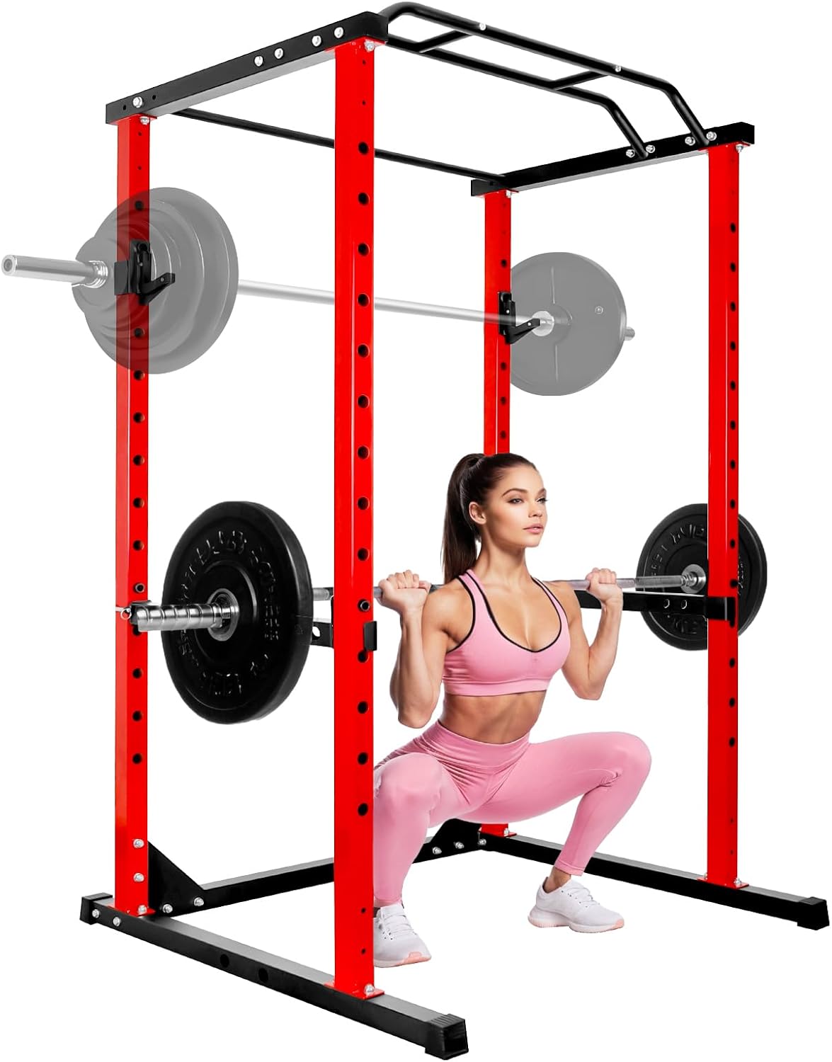 esafio Esafio Power Cage – Heavy Duty Rack with Adjustable Safety Bars & J Hooks