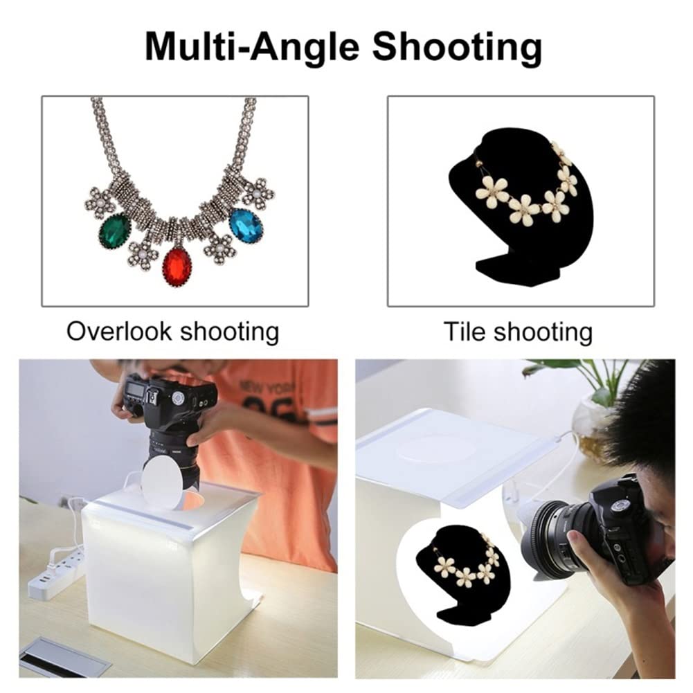 FLAA Portatile Photo Studio Light Box Mini Illuminazione da tavolo Softbox Cube Pieghevole Fotografia Illuminazione Ripresa Tenda Kit con Luce LED 6 Sfondi di colore per Prodotti di piccole dimensioni
